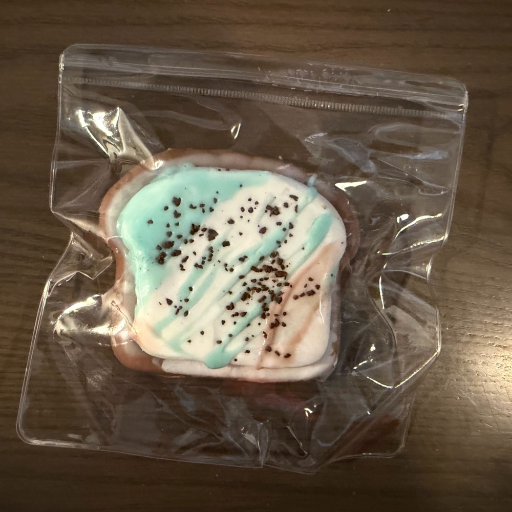 Taba Squishy Hand-Decorated Frosted Toast - Aqua, White, Light Brown